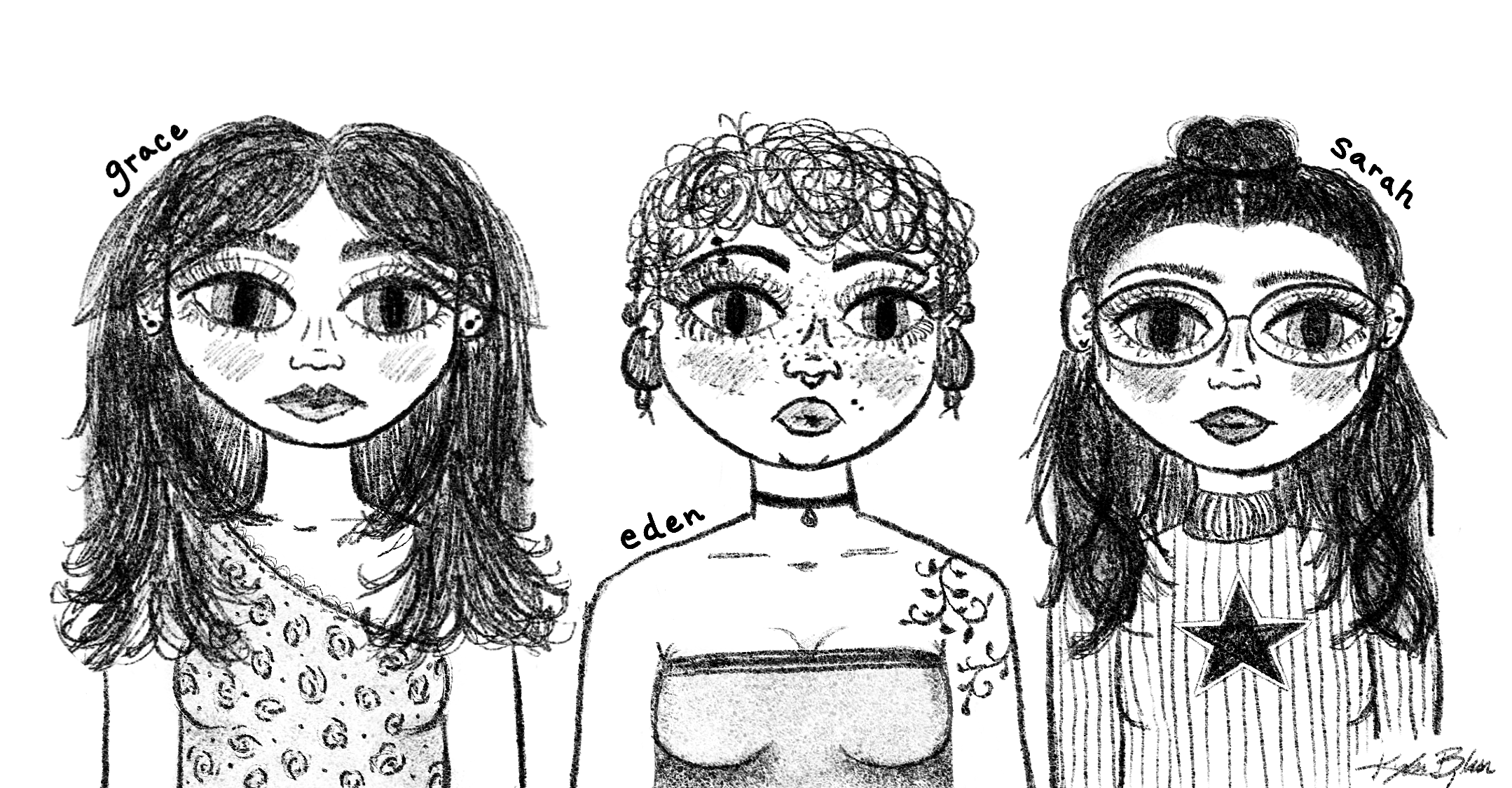 Sketchbook piece: Grace, Eden, & Sarah